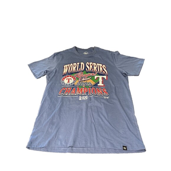 Used Texas Rangers 2023 World Series Champions T-Shirt (’47 Brand), Small - Picture 2 of 3